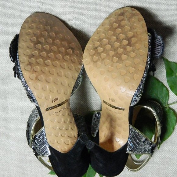 Betsey Johnson Heels Sequins Silver Black Size 10 - Picture 9 of 10